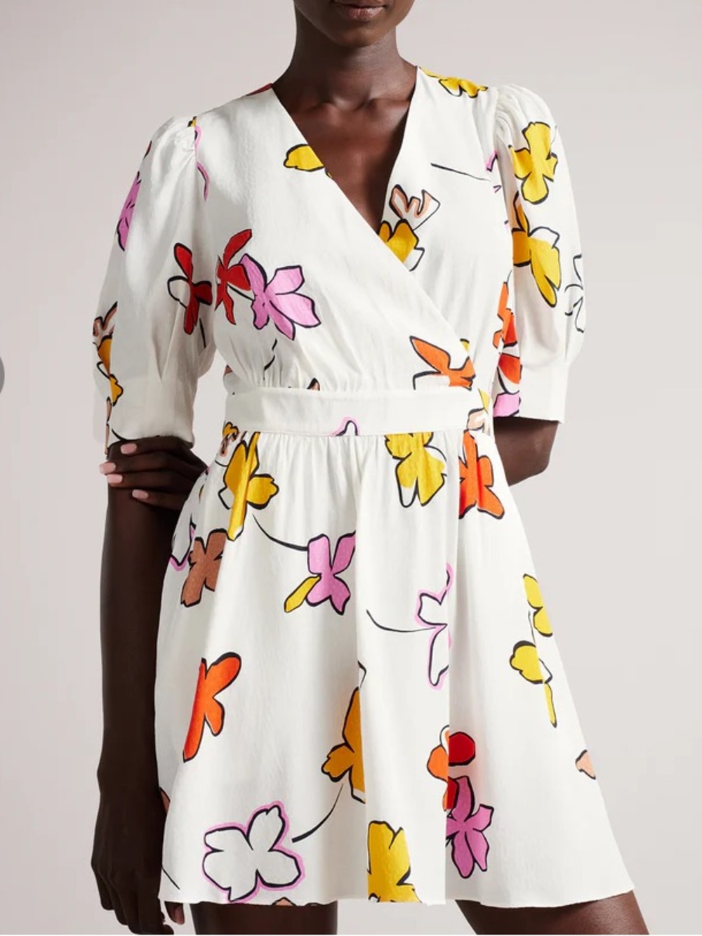 Ted Baker London Wesllie Wrap Floral Print Mini Dress